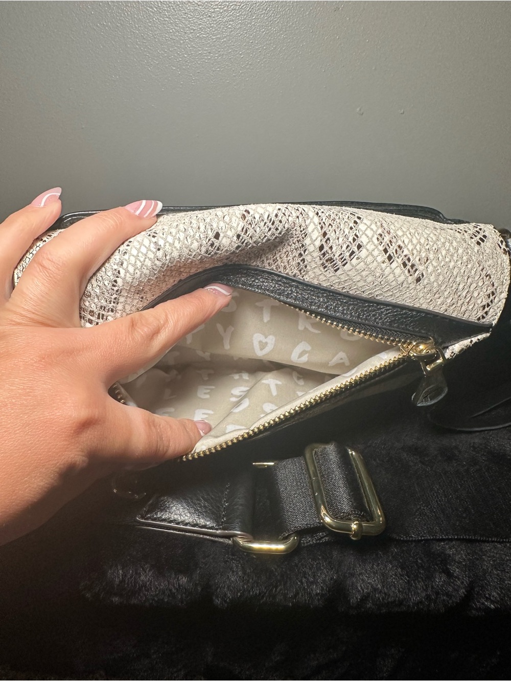 Aimee Kestenberg Snakeskin Print Crossbody Bag with Black Trim - Picture 5 of 7